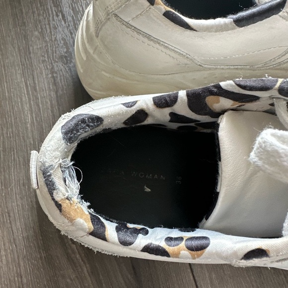 Zara Stylish White Sneakers with Leopard Print Lining - Picture 3 of 7